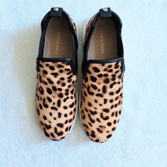 Taryn Rose Zayda leopard calf-hair slip-on sneakers US11 EU42 - Picture 1 of 11